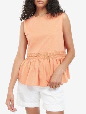 NWT Barbour Orange Peach Willow Sleeveless Swing Top Peplum Sz 8